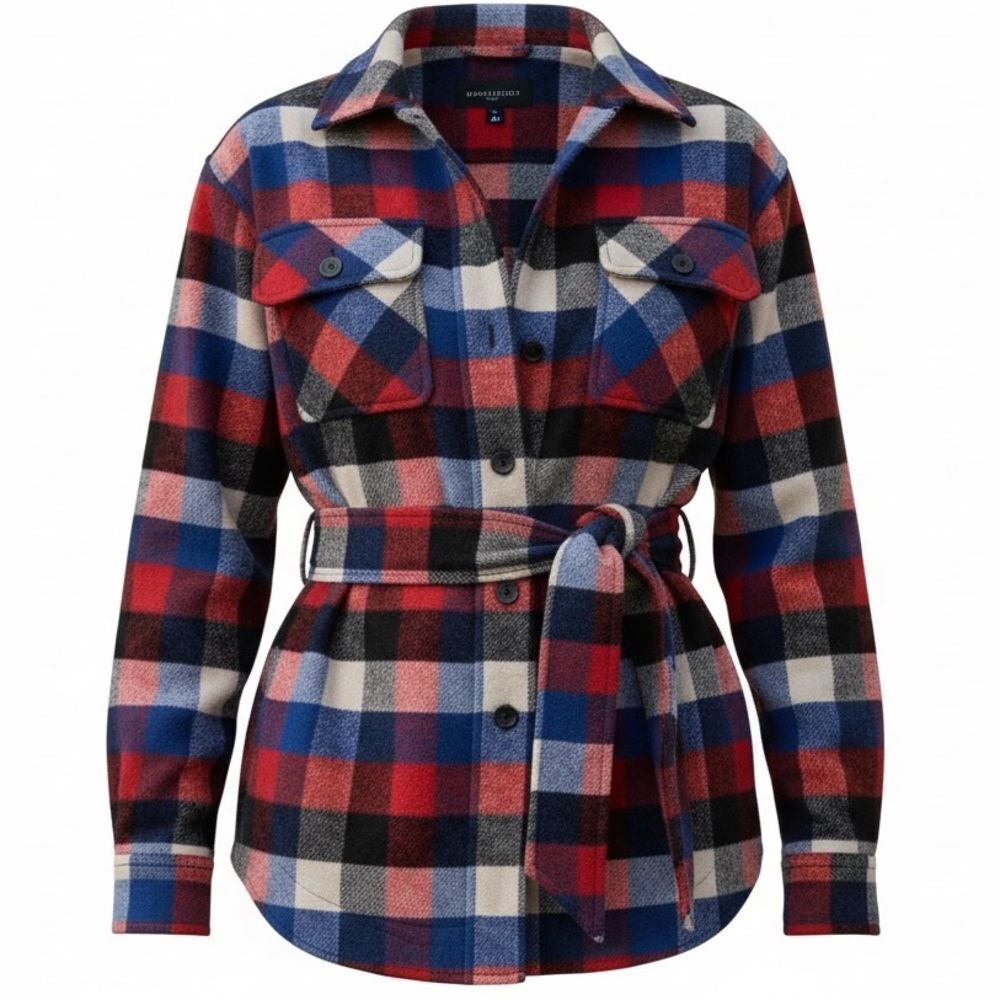 NWT Lauren Ralph Lauren Women’s Buffalo Check Belted Shirt Jacket XL - Picture 2 of 11